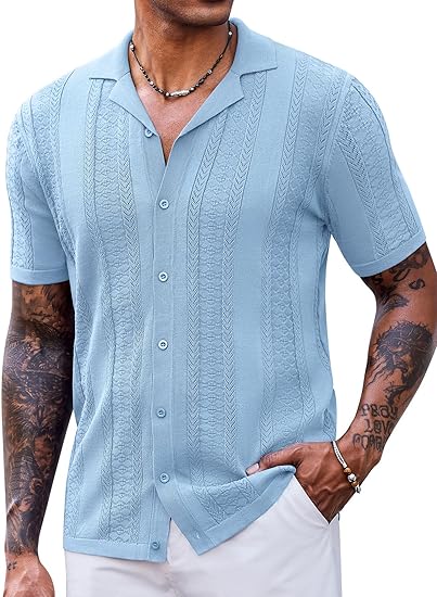 COOFANDY Men's Saint Patrick's Day Green Vintage Knit Shirt