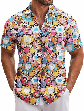 COOFANDY Mens Hawaiian Tropical Short Sleeve Casual Button Down Floral Summer Beach Shirts with Pocket