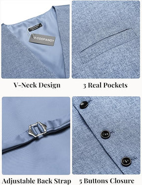 COOFANDY Men Casual Suit Vest Formal Dress Vest Slim Fit Waistcoat Business Wedding