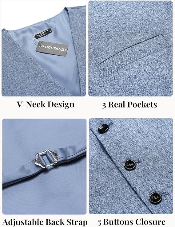 COOFANDY Men Casual Suit Vest Formal Dress Vest Slim Fit Waistcoat Business Wedding