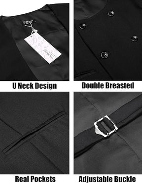 COOFANDY Men's Suit Vest Slim Fit Double Breasted Dress Vest Casual Business Formal Waistcoat