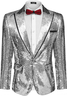 COOFANDY Mens Sequin Blazer Tuxedo Party Prom Wedding Tuxedo One Button Jacket