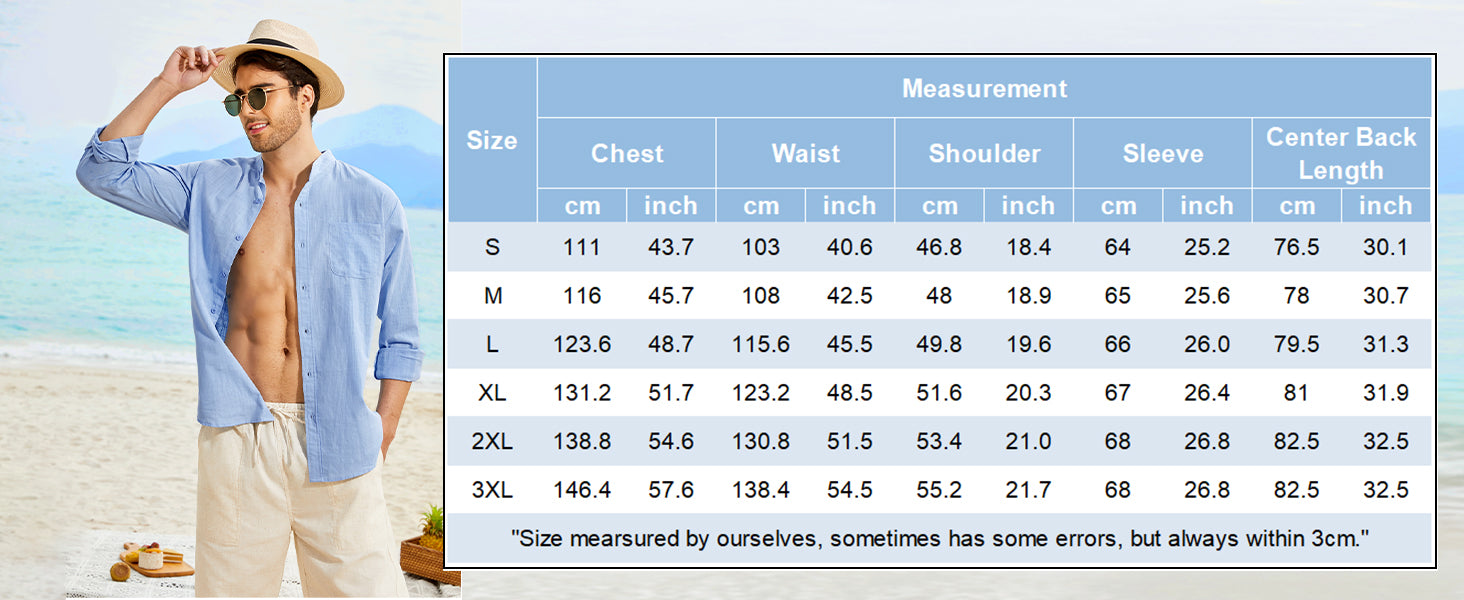 COOFANDY Men's Long Sleeve Cotton Linen Shirt Beach Button Down Shirts Casual Button Up Shirt Summer Yoga Tops with Pocket
