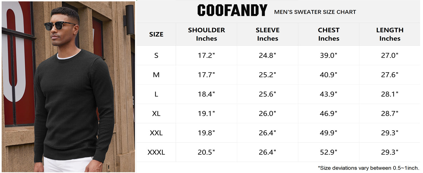 COOFANDY Mens Pullover Sweater Waffle Knit Crewneck Long Sleeve Dress Sweater