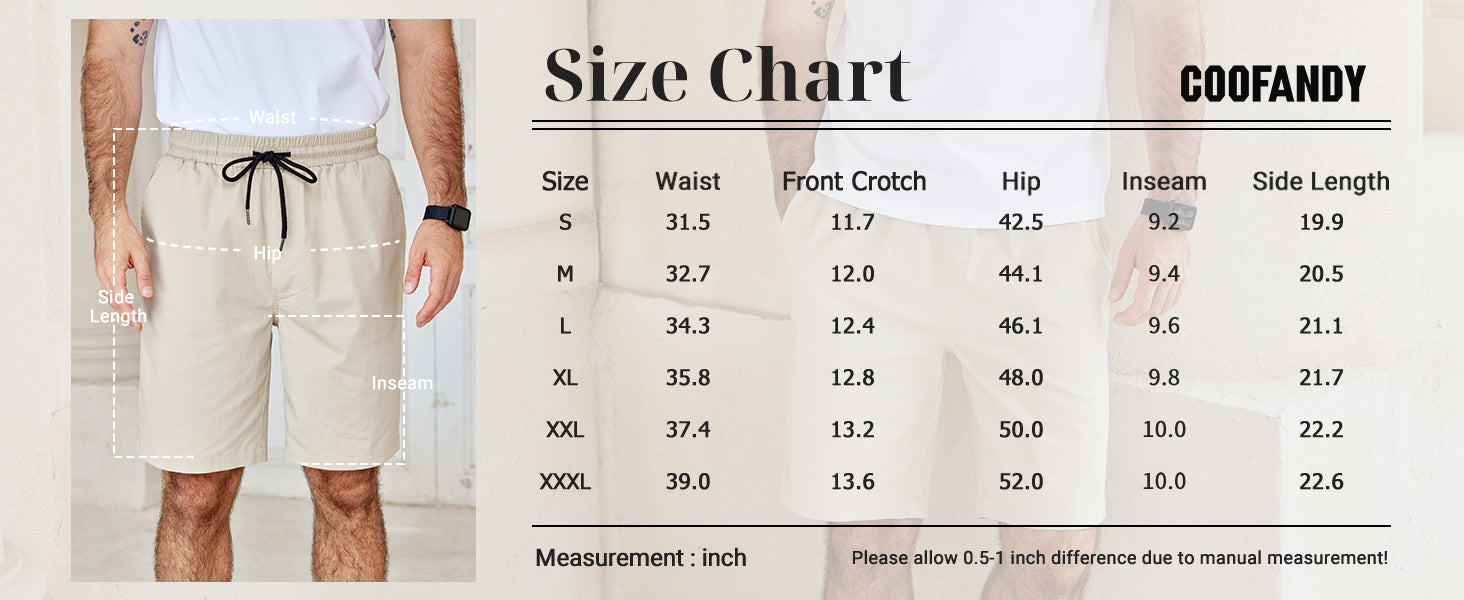 COOFANDY Men's Casual Drawstring Waist Adjustable Shorts with Pockets
