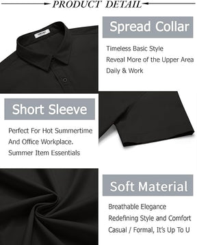 COOFANDY Men's Button Down Short Sleeve for Men Summer Business Casual Dress Shirt