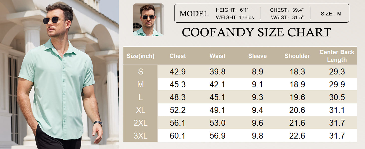 COOFANDY Mens Dress Shirts Button Down Short Sleeve Shirt Summer Shirts Business Casual Wedding Shirt