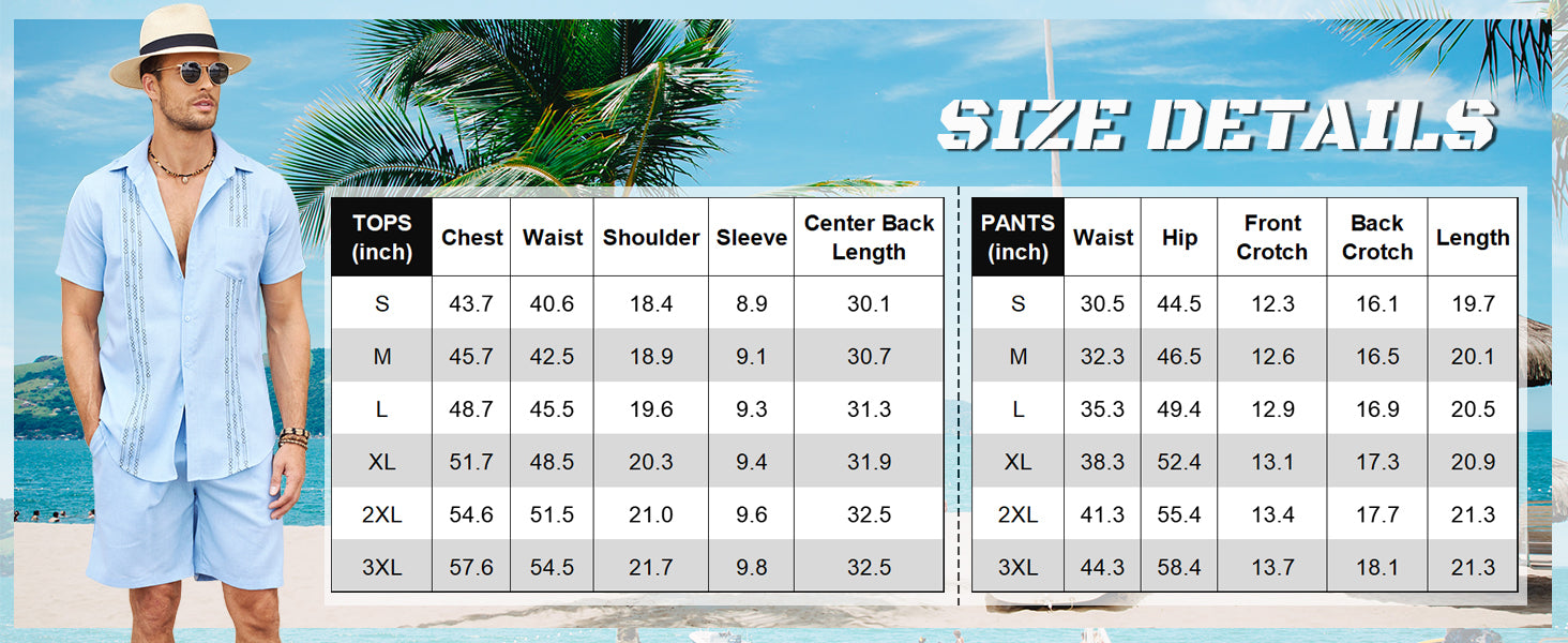 COOFANDY Men Linen Sets Outfits 2 Piece Short Sleeve Cuban Shirts Guayabera Linen Suit