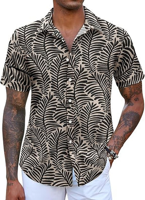 COOFANDY Mens Hawaiian Short Sleeve Button Down Casual Shirt S-XXXL