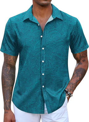 COOFANDY Mens Hawaiian Short Sleeve Button Down Casual Shirt S-XXXL