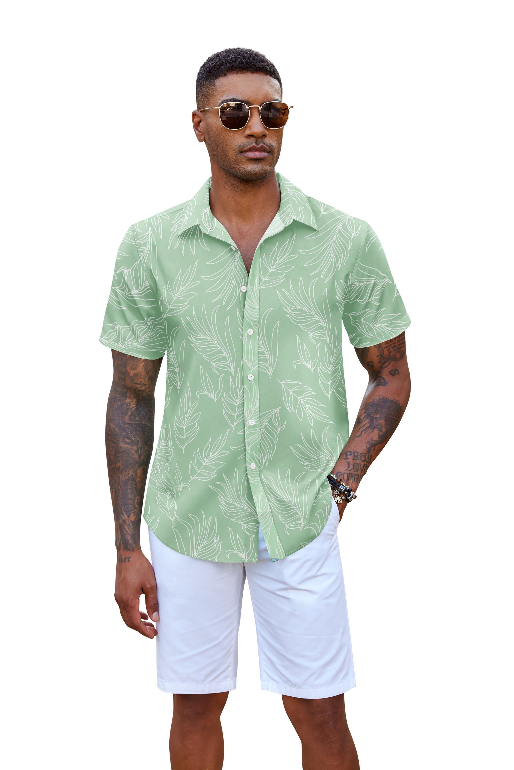 COOFANDY Mens Hawaiian Short Sleeve Button Down Casual Shirt S-XXXL