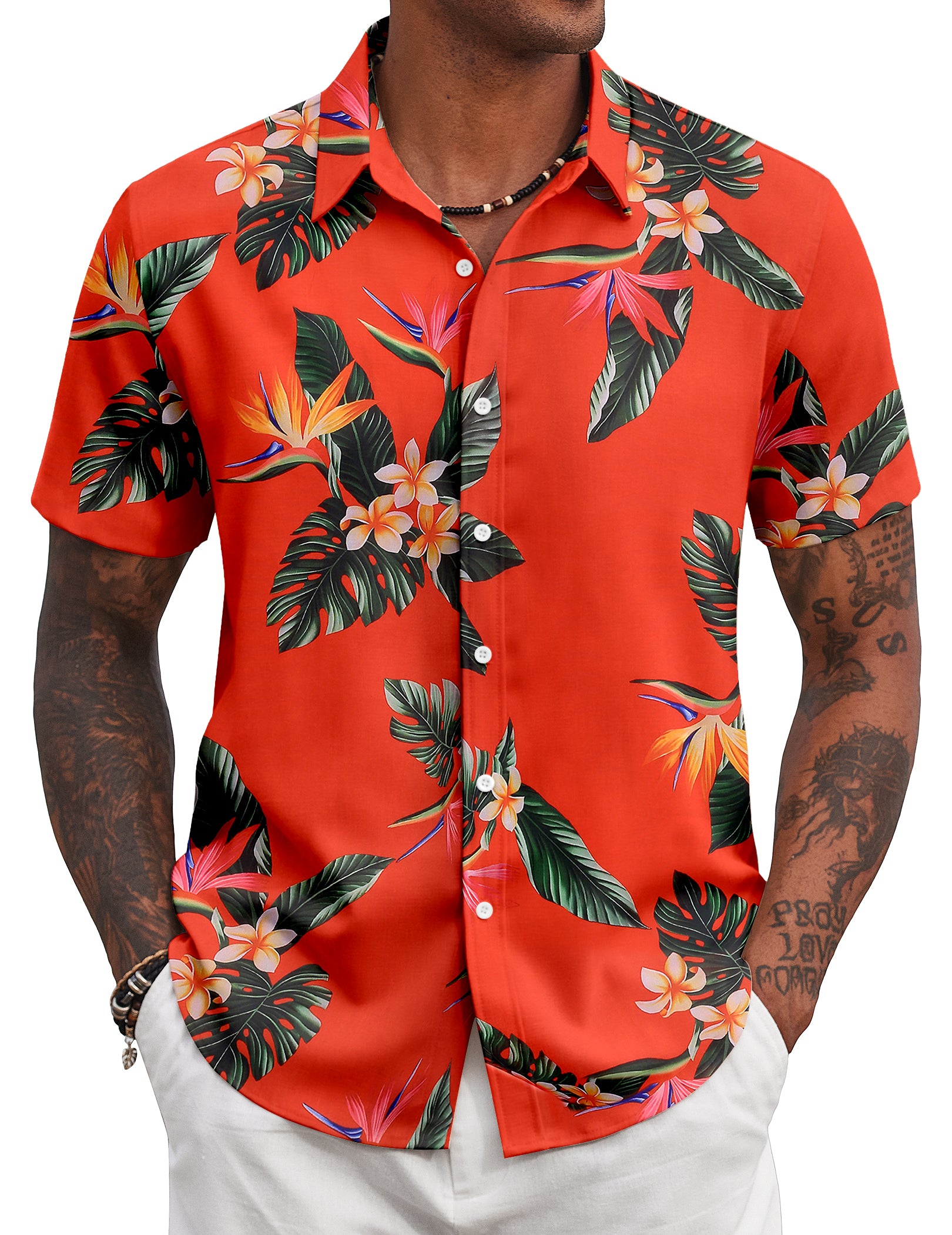 COOFANDY Mens Hawaiian Shirts Short Sleeve Tropical Button Down Shirt Floral Shirt Summer Beach Shirt