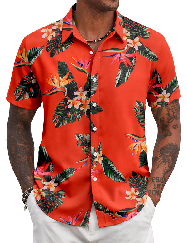COOFANDY Mens Hawaiian Shirts Short Sleeve Tropical Button Down Shirt Floral Shirt Summer Beach Shirt