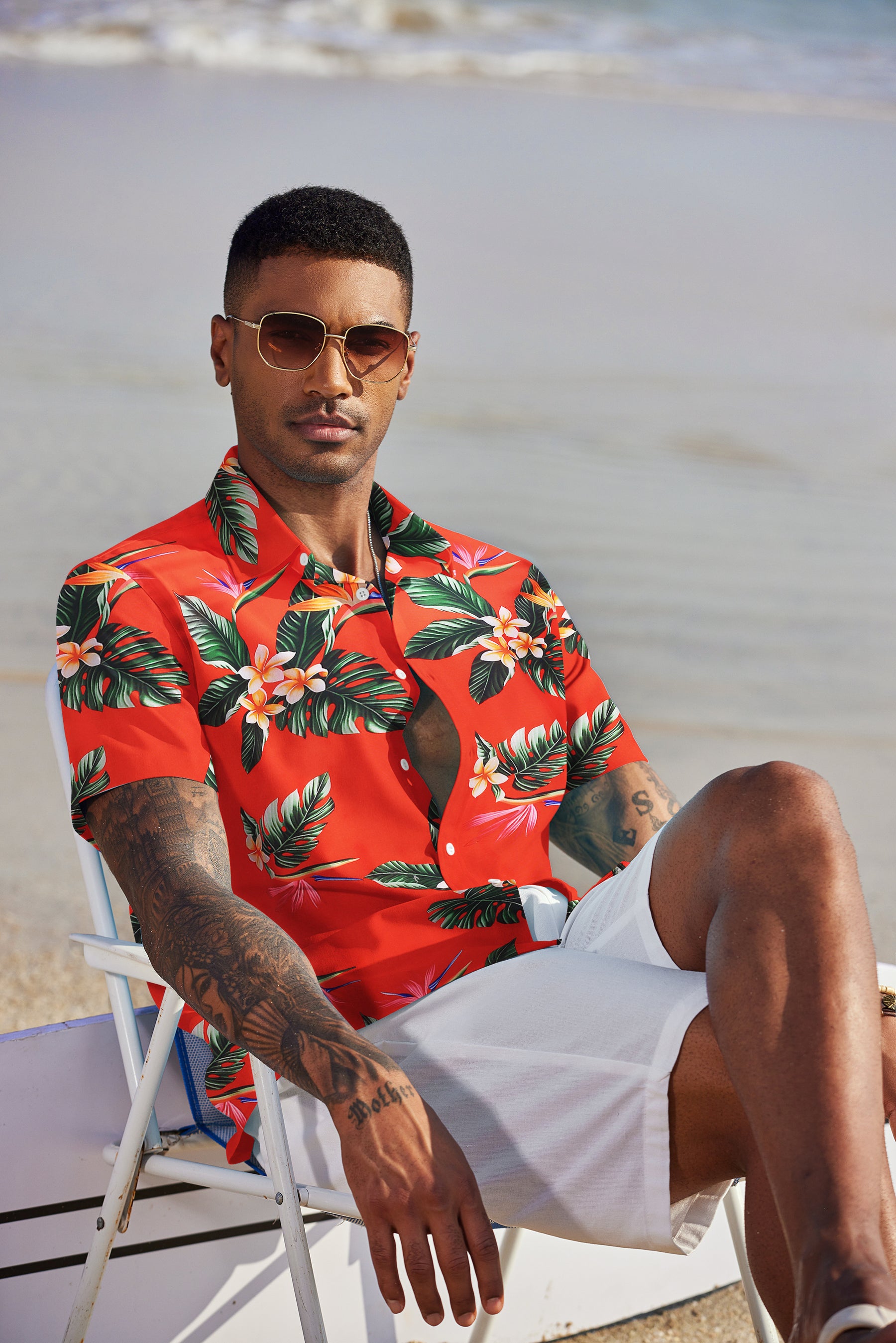 COOFANDY Mens Hawaiian Shirts Short Sleeve Tropical Button Down Shirt Floral Shirt Summer Beach Shirt
