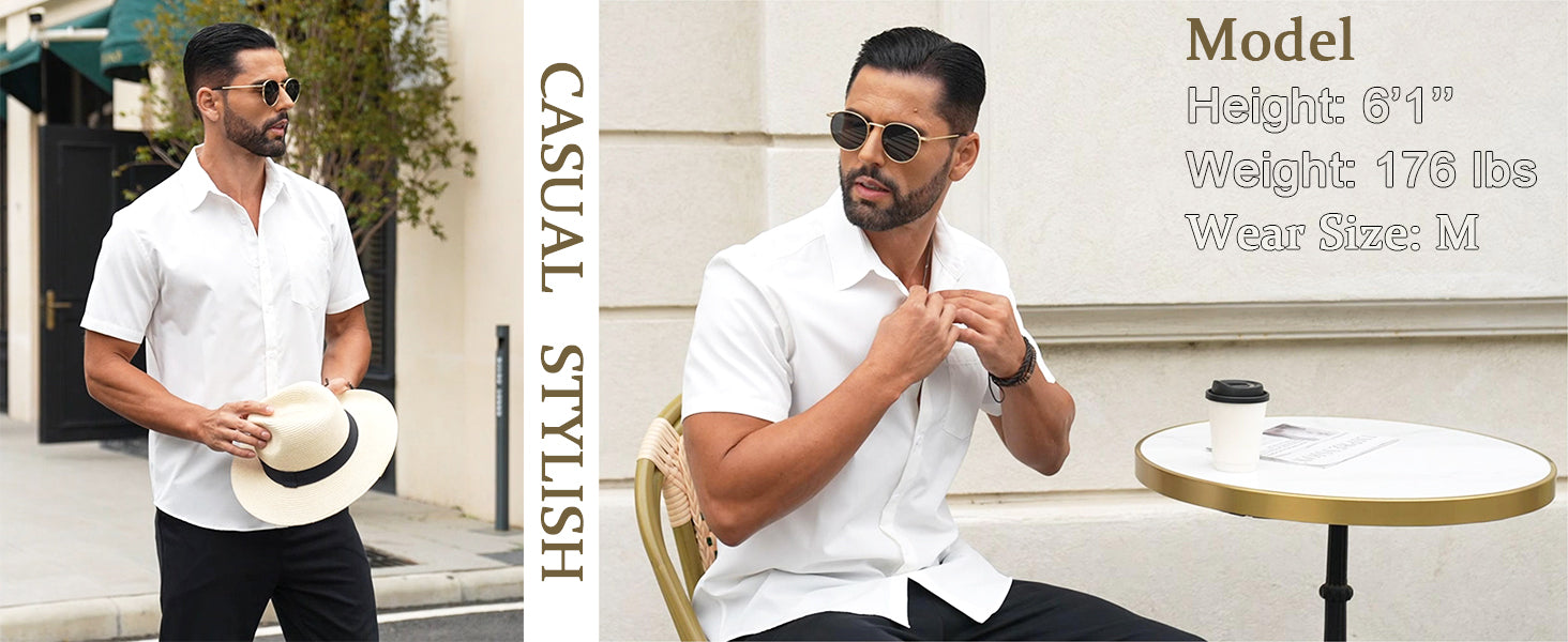 COOFANDY Men's Dress Shirts Short Sleeve Business Casual Regular Fit Button Down Shirts with Pocket S-XXL