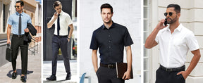 COOFANDY Men's Dress Shirts Short Sleeve Business Casual Regular Fit Button Down Shirts with Pocket S-XXL
