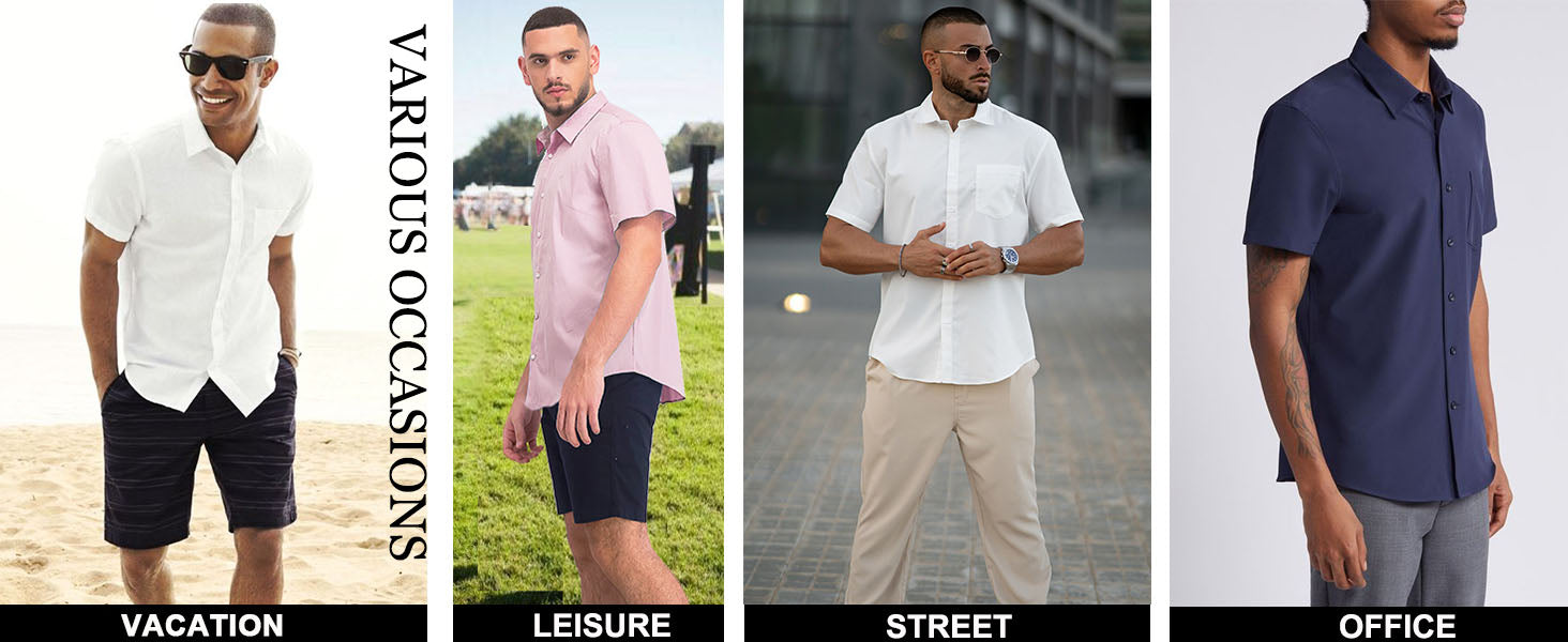 COOFANDY Men's Dress Shirts Short Sleeve Business Casual Regular Fit Button Down Shirts with Pocket S-XXL