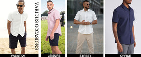 COOFANDY Men's Dress Shirts Short Sleeve Business Casual Regular Fit Button Down Shirts with Pocket S-XXL