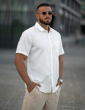 COOFANDY Men's Dress Shirts Short Sleeve Business Casual Regular Fit Button Down Shirts with Pocket S-XXL