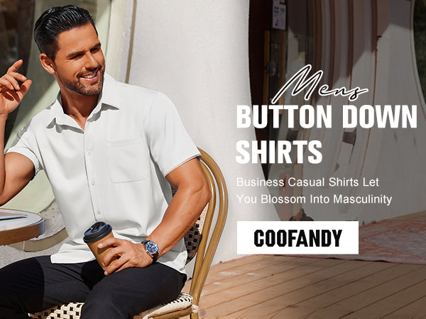 COOFANDY Mens Short Sleeve Button Down Shirts Casual Dress Shirts for Men Summer Untucked Shirts with Pocket