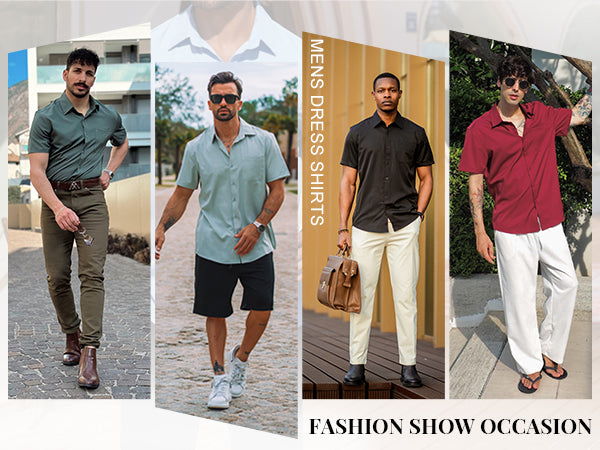 COOFANDY Mens Short Sleeve Button Down Shirts Casual Dress Shirts for Men Summer Untucked Shirts with Pocket