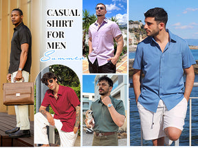 COOFANDY Mens Short Sleeve Button Down Shirts Casual Dress Shirts for Men Summer Untucked Shirts with Pocket
