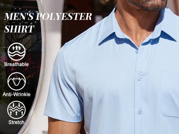 COOFANDY Mens Short Sleeve Button Down Shirts Casual Dress Shirts for Men Summer Untucked Shirts with Pocket