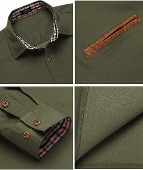 COOFANDY Men's Casual Dress Shirt Button Down Shirts Long-Sleeve Plaid Collar Denim Work Shirt S-5XL