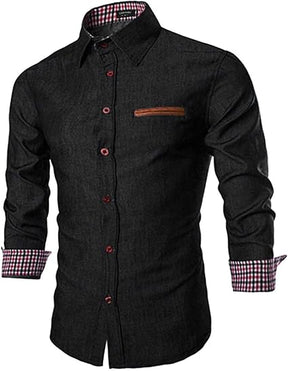 COOFANDY Men's Casual Dress Shirt Button Down Shirts Long-Sleeve Plaid Collar Denim Work Shirt S-5XL
