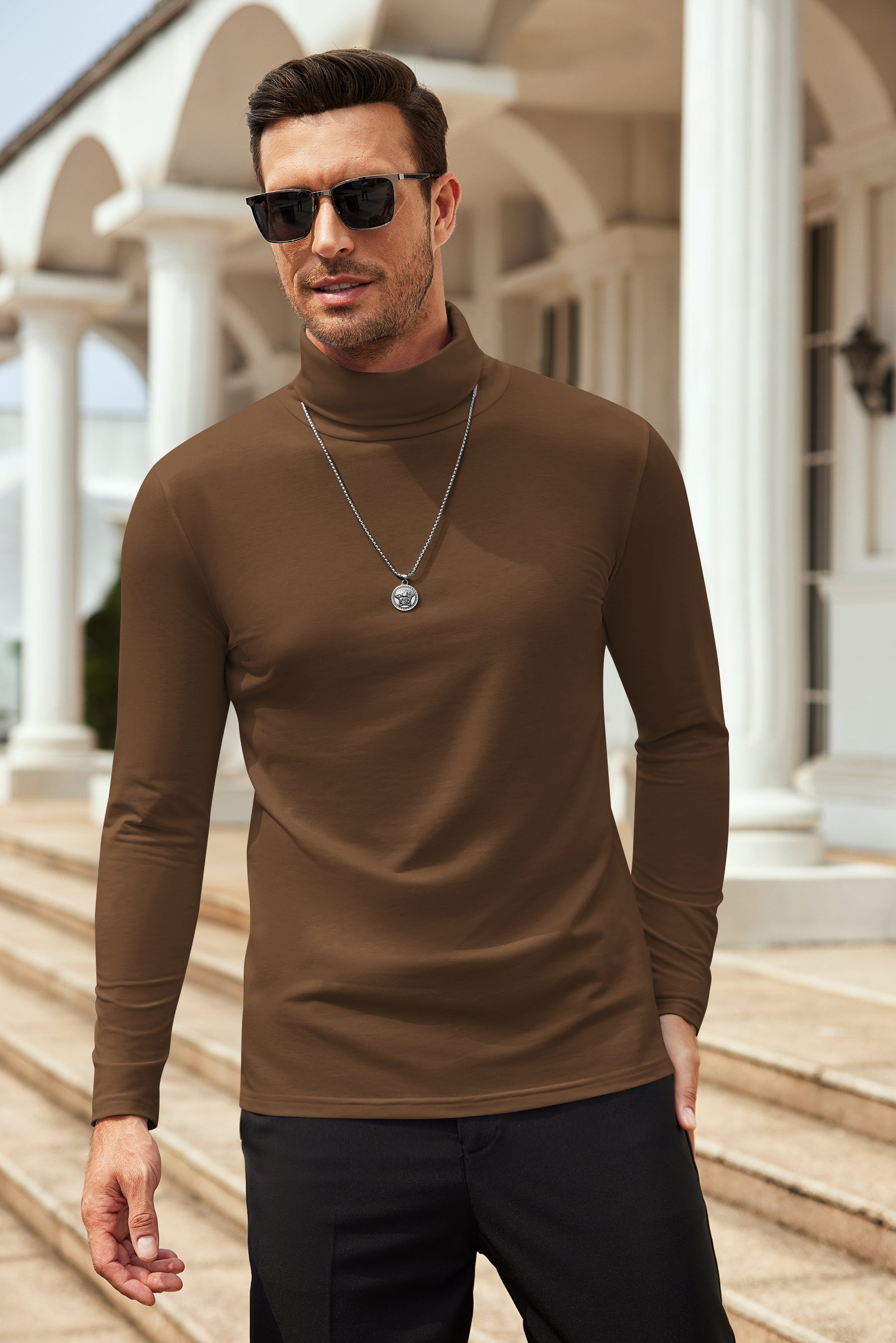 COOFANDY Men's Slim Fit Basic Turtleneck Long Sleeve Lightweight Pullover Sweaters Casual Knitted Tops