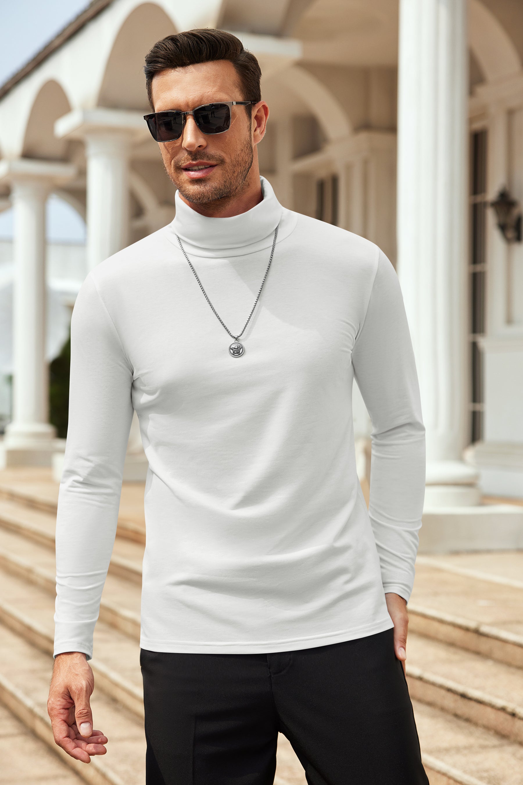 COOFANDY Men's Slim Fit Basic Turtleneck Long Sleeve Lightweight Pullover Sweaters Casual Knitted Tops