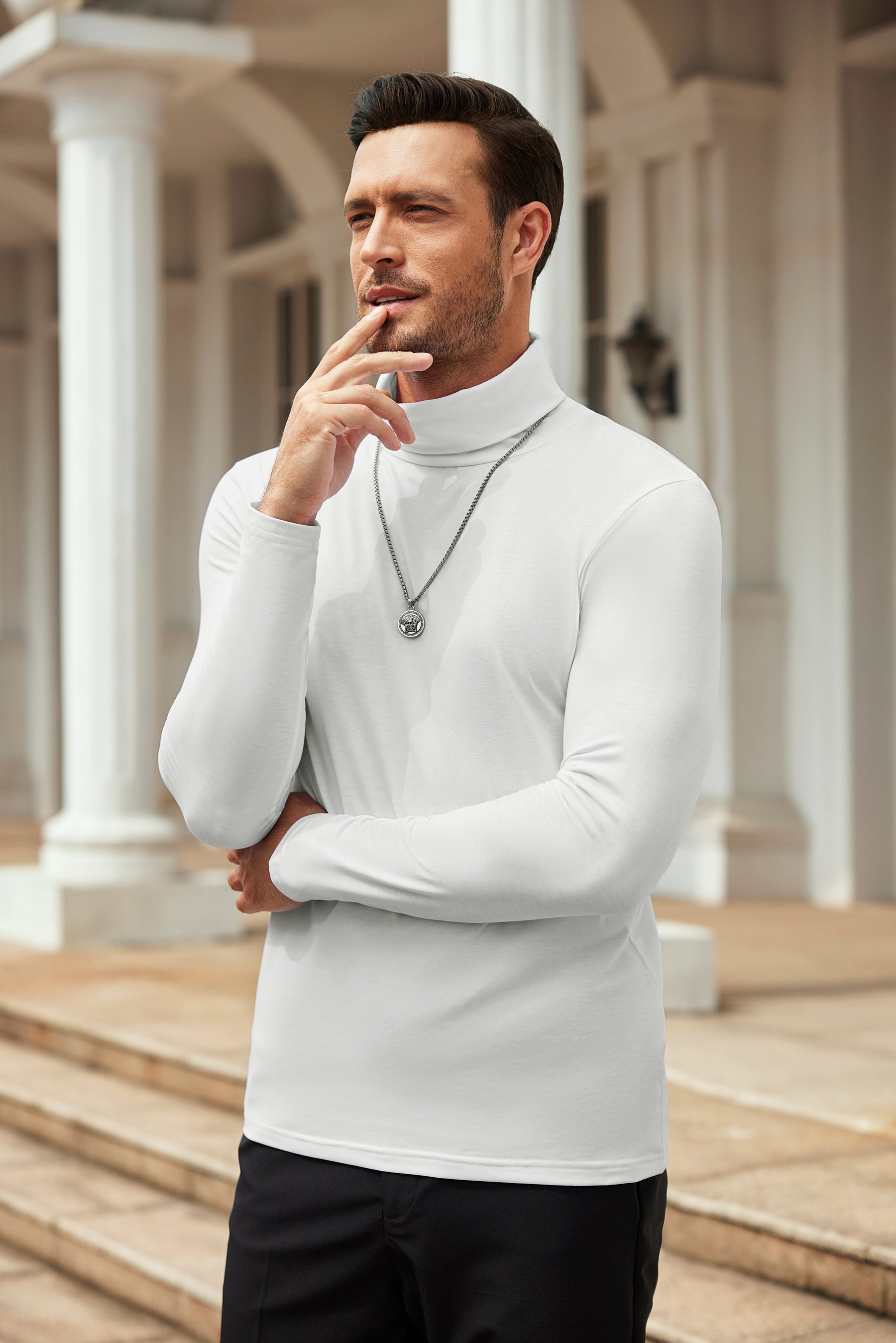 COOFANDY Men's Slim Fit Basic Turtleneck Long Sleeve Lightweight Pullover Sweaters Casual Knitted Tops