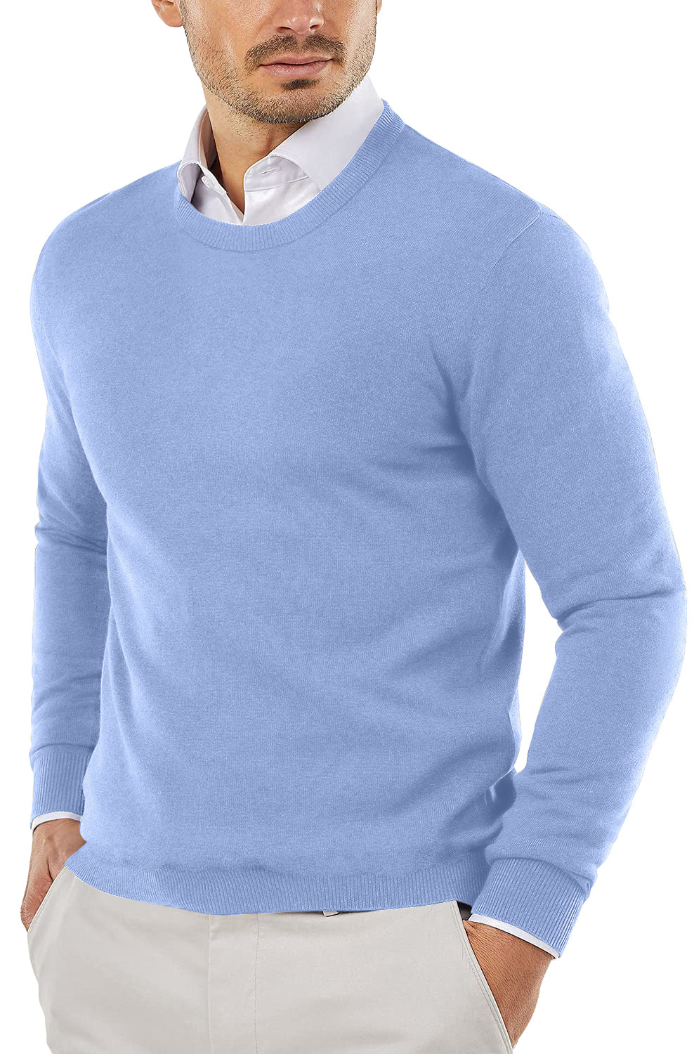 COOFANDY Men's Crew Neck Sweater Slim Fit Lightweight Sweatshirts Knitted Pullover for Casual Or Dressy Wear