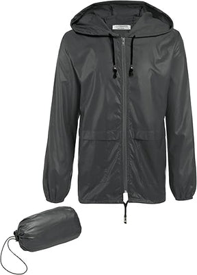 COOFANDY Mens Packable Rain Jacket Lightweight Waterproof Raincoat with Hood Outdoor Rain Gear Travel Hiking Cycling S-XXXL