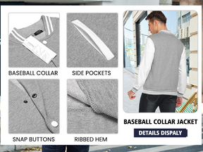 COOFANDY Men's Fashion Varsity Jacket Causal Slim Fit Cotton Letterman Baseball Bomber Jackets M-L