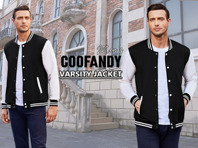 COOFANDY Men's Fashion Varsity Jacket Causal Slim Fit Cotton Letterman Baseball Bomber Jackets M-L
