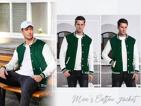 COOFANDY Men's Fashion Varsity Jacket Causal Slim Fit Cotton Letterman Baseball Bomber Jackets M-L