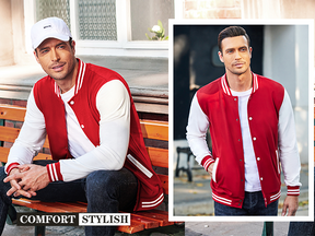 COOFANDY Men's Fashion Varsity Jacket Causal Slim Fit Cotton Letterman Baseball Bomber Jackets M-L