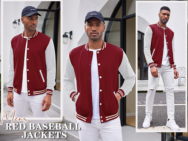 COOFANDY Men's Fashion Varsity Jacket Causal Slim Fit Cotton Letterman Baseball Bomber Jackets M-L
