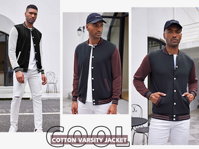 COOFANDY Men's Fashion Varsity Jacket Causal Slim Fit Cotton Letterman Baseball Bomber Jackets M-L