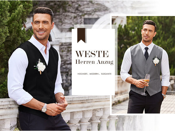 COOFANDY Men's Suit Vest Slim Fit Business Formal Waistcoat Casual Dress Vest