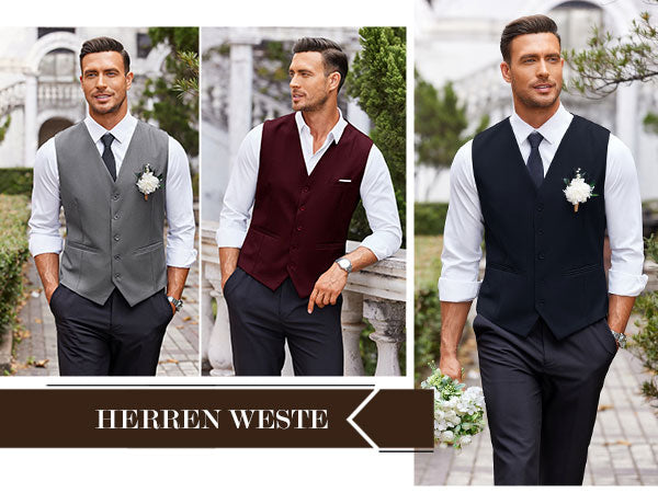 COOFANDY Men's Suit Vest Slim Fit Business Formal Waistcoat Casual Dress Vest