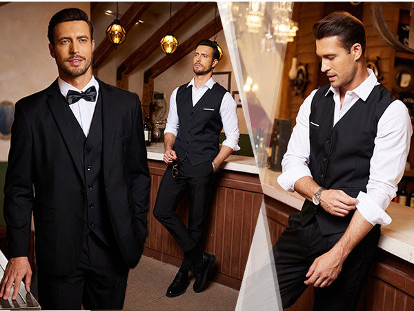 COOFANDY Men's Suit Vest Slim Fit Business Formal Waistcoat Casual Dress Vest