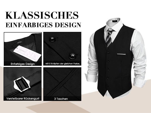 COOFANDY Men's Suit Vest Slim Fit Business Formal Waistcoat Casual Dress Vest