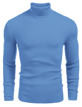 COOFANDY Mens Ribbed Slim Fit Knitted Pullover Casual Turtleneck Sweater