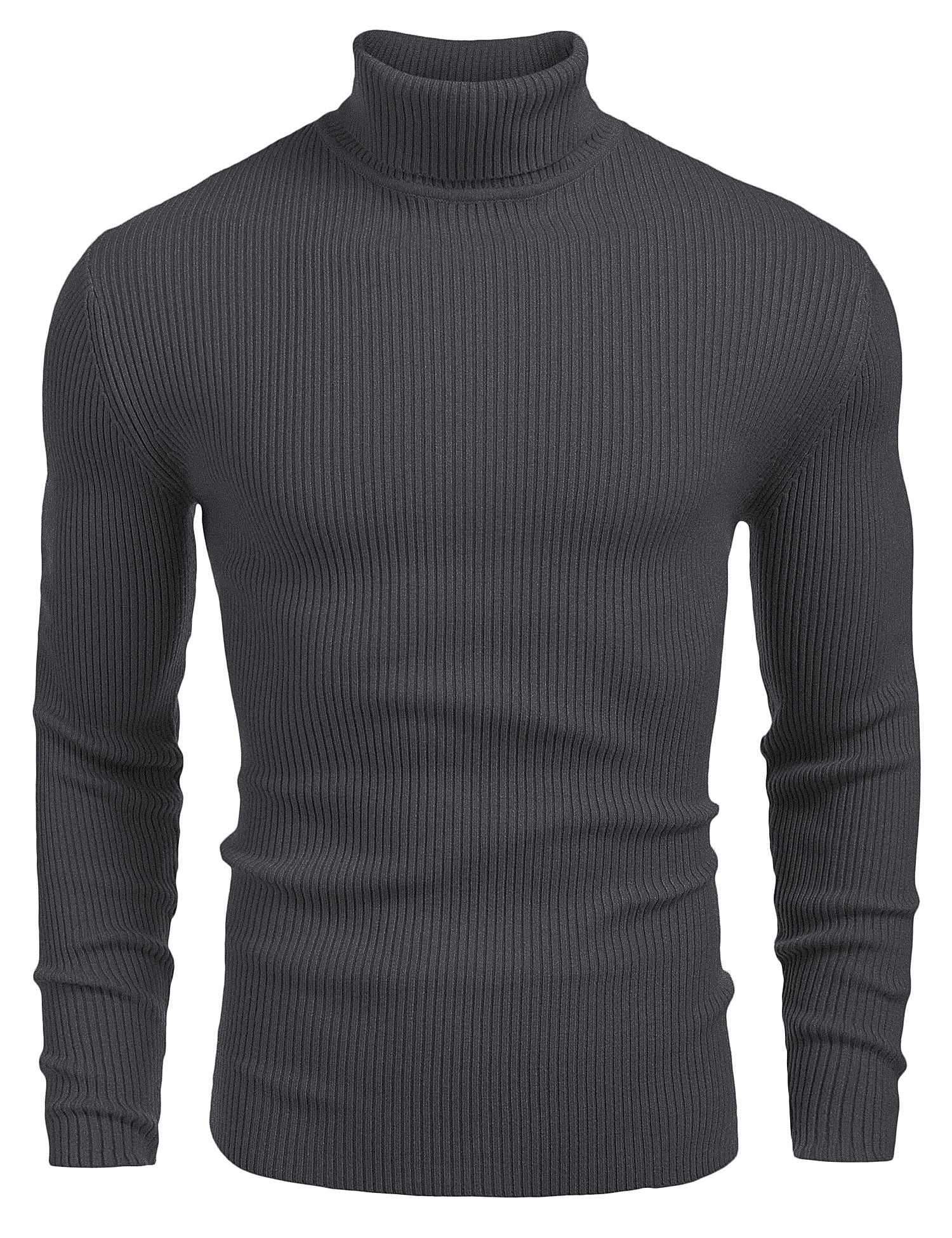 COOFANDY Mens Ribbed Slim Fit Knitted Pullover Casual Turtleneck Sweater