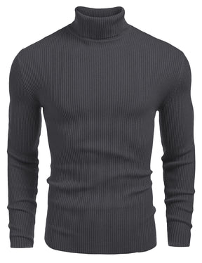 COOFANDY Mens Ribbed Slim Fit Knitted Pullover Casual Turtleneck Sweater