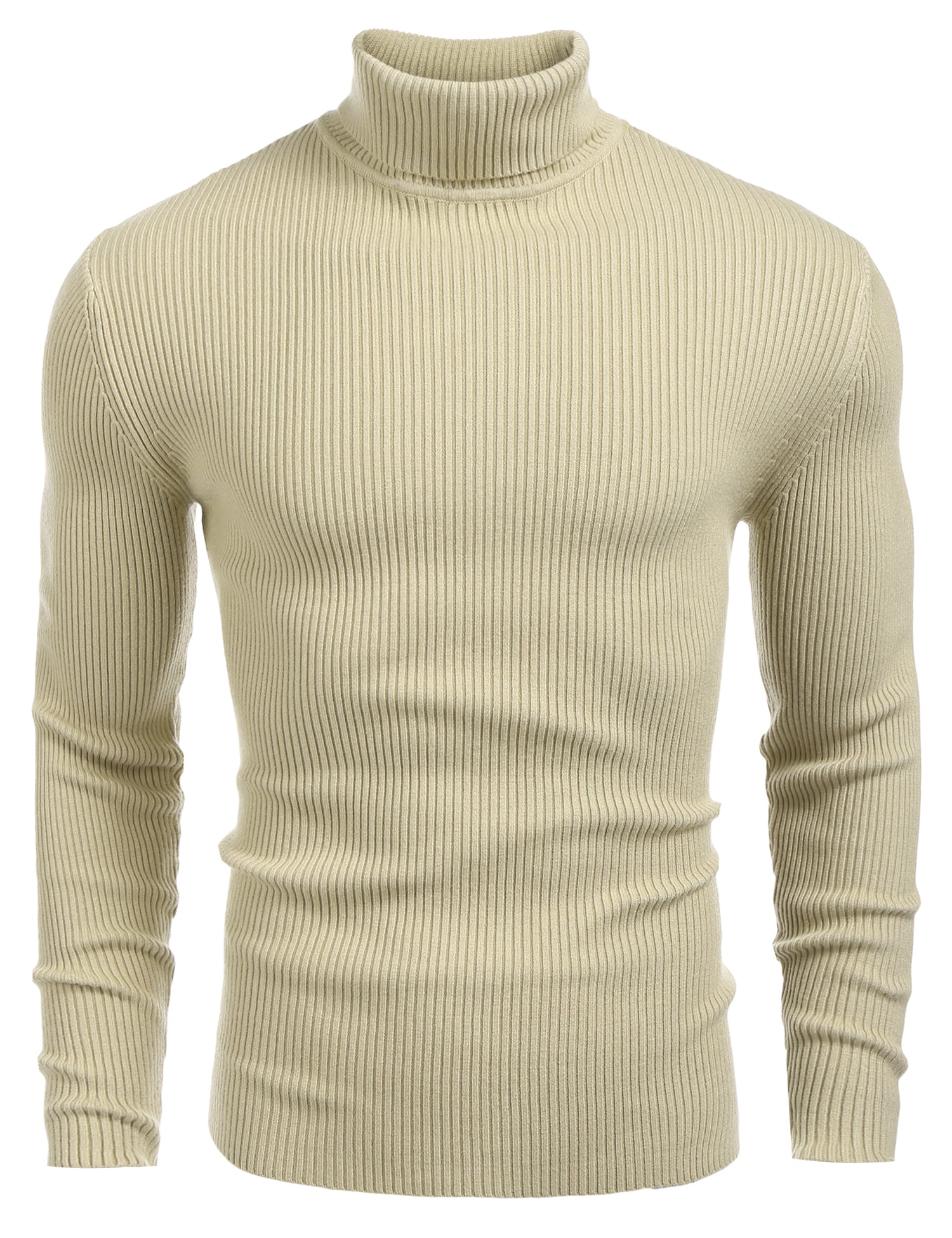 COOFANDY Mens Ribbed Slim Fit Knitted Pullover Casual Turtleneck Sweater