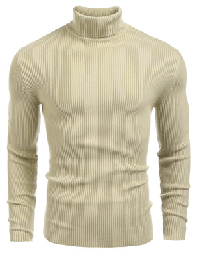 COOFANDY Mens Ribbed Slim Fit Knitted Pullover Casual Turtleneck Sweater
