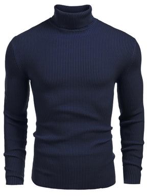 COOFANDY Mens Ribbed Slim Fit Knitted Pullover Casual Turtleneck Sweater
